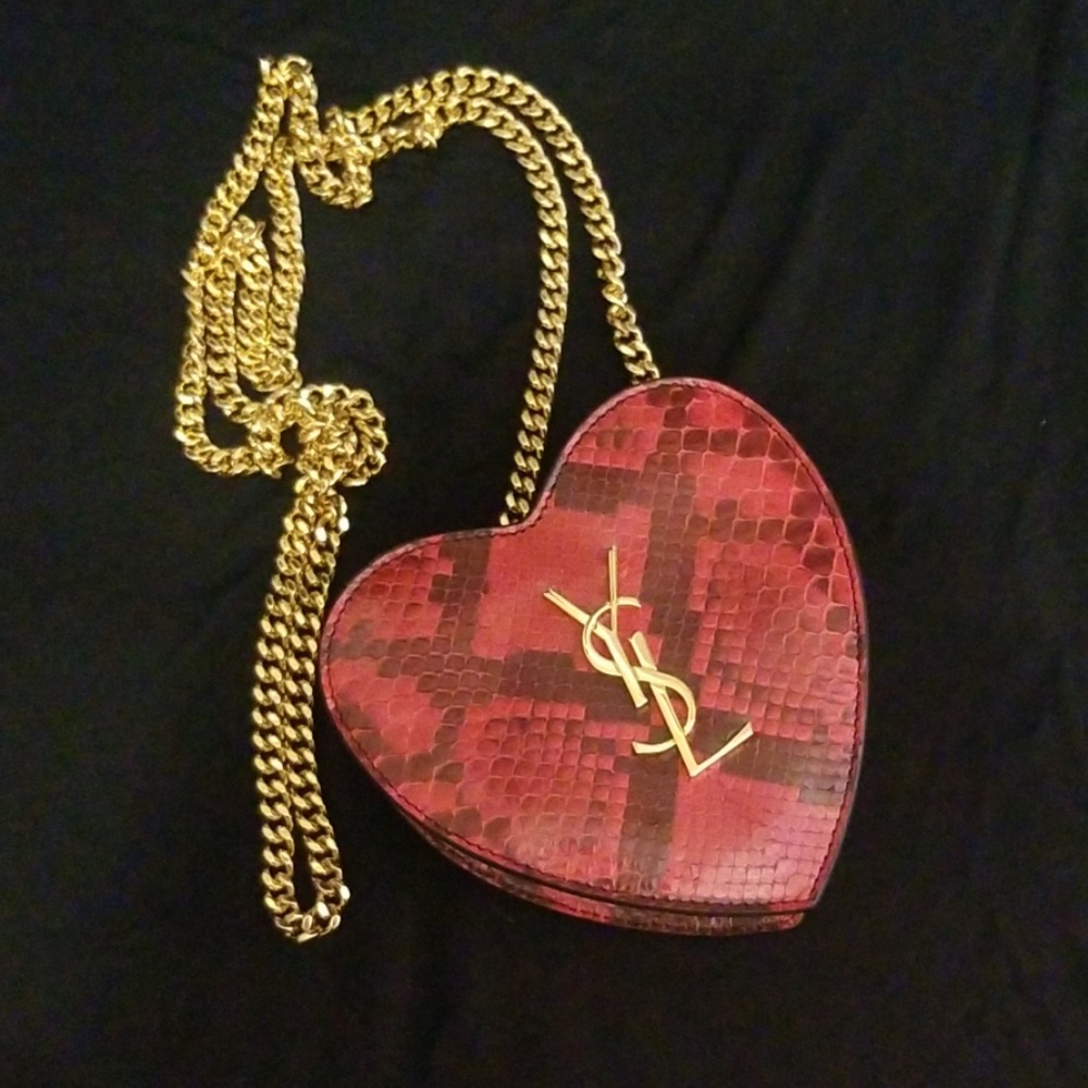 Saint Laurent python love heart cross body